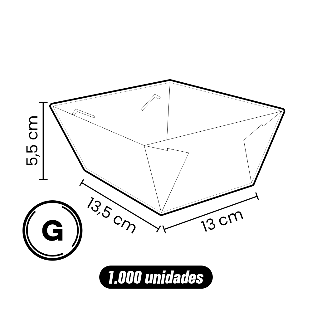 Caixa para Porção - Personalizada - G - 1.000 Unidades