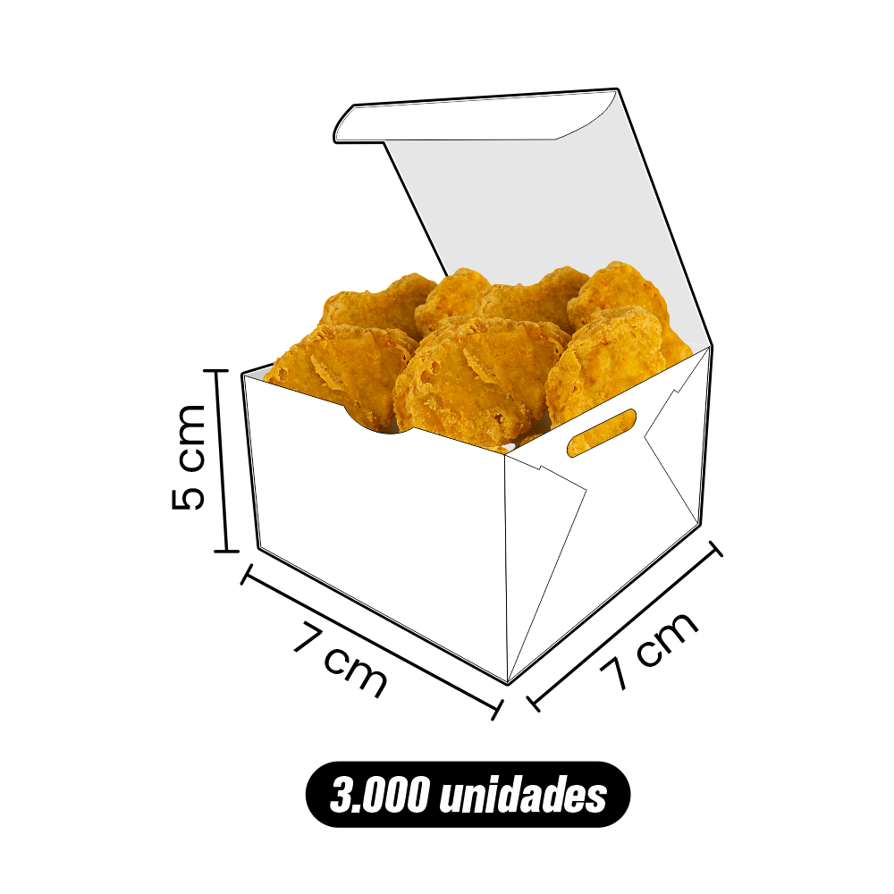 Caixa Nuggets / Dadinhos Tapioca - Personalizada - 3.000 Unidades