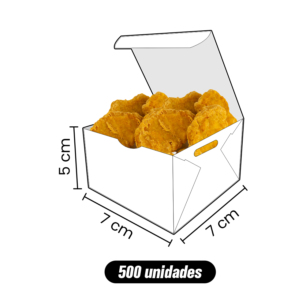 Caixa Nuggets / Dadinhos Tapioca - Personalizada - 500 Unidades