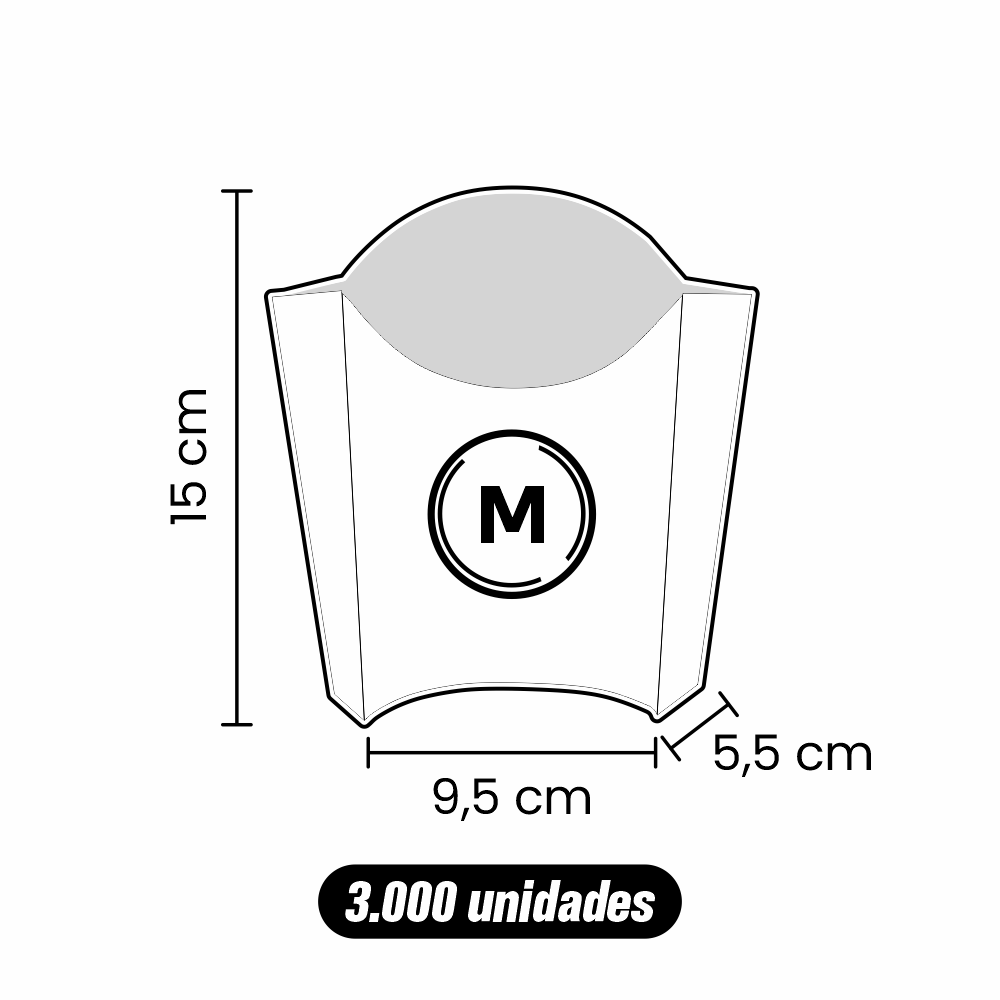 Caixa de Batata Frita MC - M - ( 15 x 9,5 x 5,5 ) - 3.000 Unidades